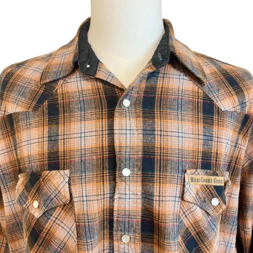 West Coast Choppers Jesse James Plaid Western‎ Snap Flannel Shirt XL Work Grunge - Picture 4 of 8